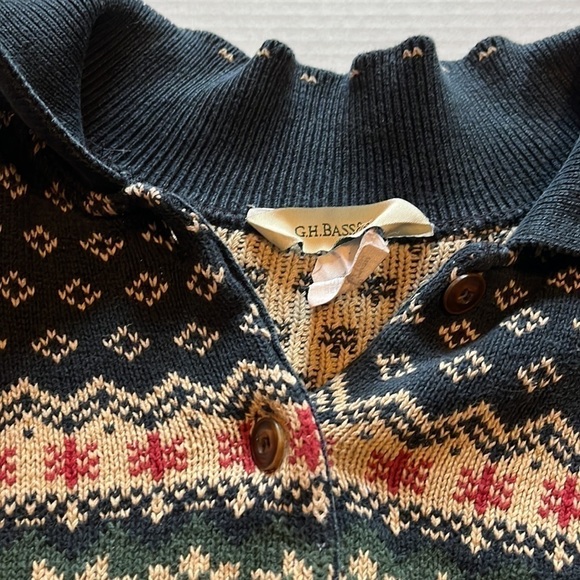 G.H.Bass&Co-looks like a Large-blue/green/tan/red button down cardigan sweater - Picture 5 of 10